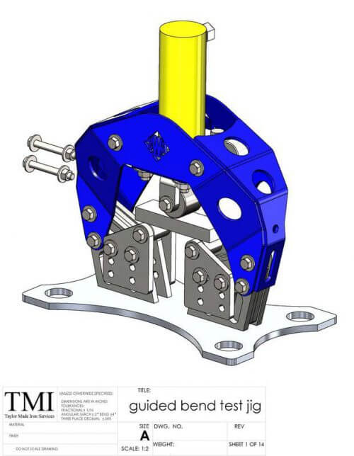 Guided bend test jig at Taylor Made Iron Services.