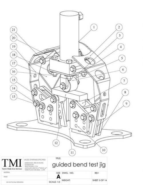 Guided bend test jig.